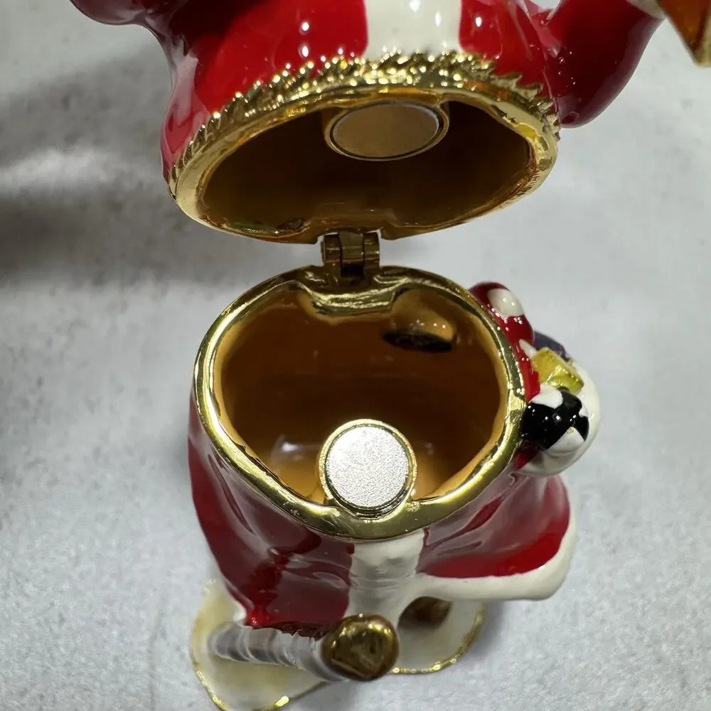Bejeweled Enameled Santa Claus Trinket Box Ciel Collectables